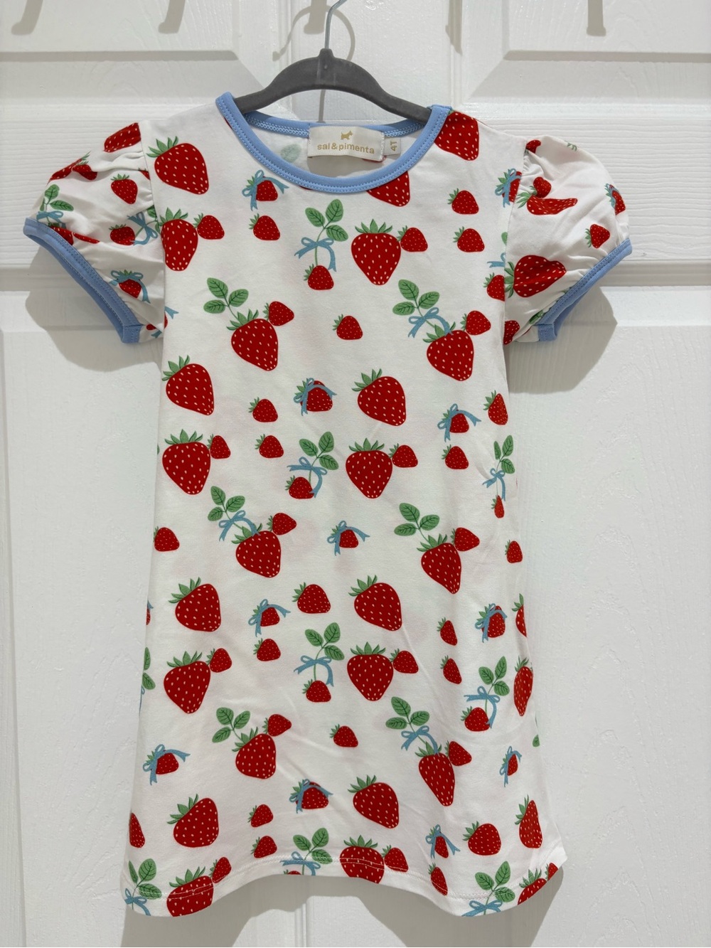 Sal & Pimenta Girls Knit A-Line Dress - Red Berries & Bows size 4T